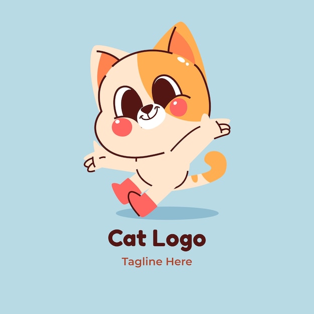 Vetor grátis modelo de logotipo de gato desenhado a mão