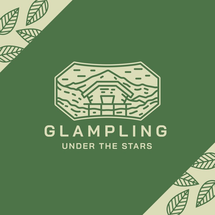 Vetor grátis modelo de logotipo de glamping desenhado à mão