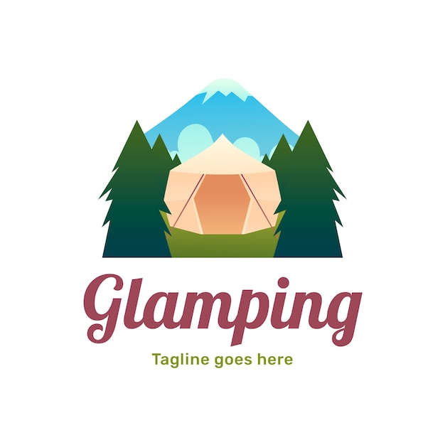 Vetor grátis modelo de logotipo de glamping gradiente