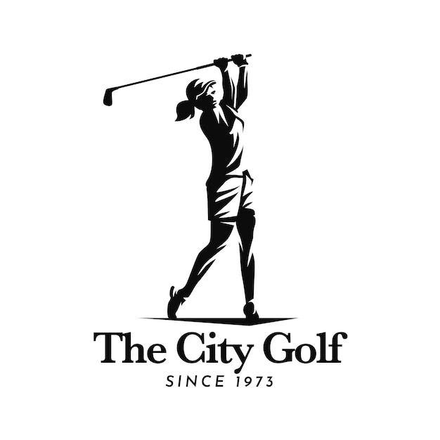 Modelo de logotipo de golfe de design plano desenhado à mão