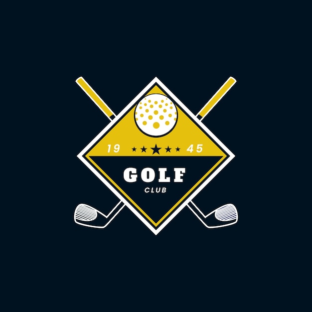 Vetor grátis modelo de logotipo de golfe de design plano