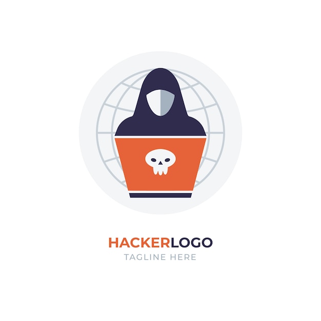 Modelo de logotipo de hacker criativo