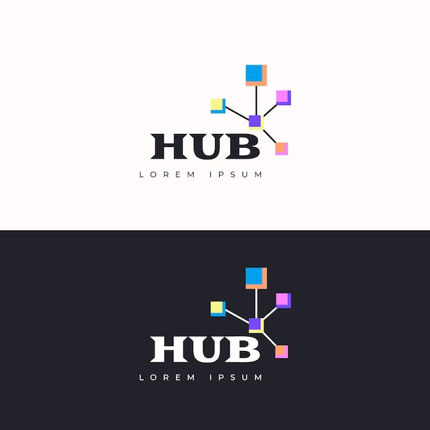 Vetor grátis modelo de logotipo de hub de design plano