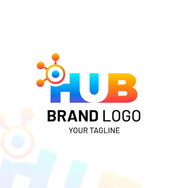 Vetor grátis modelo de logotipo de hub gradiente