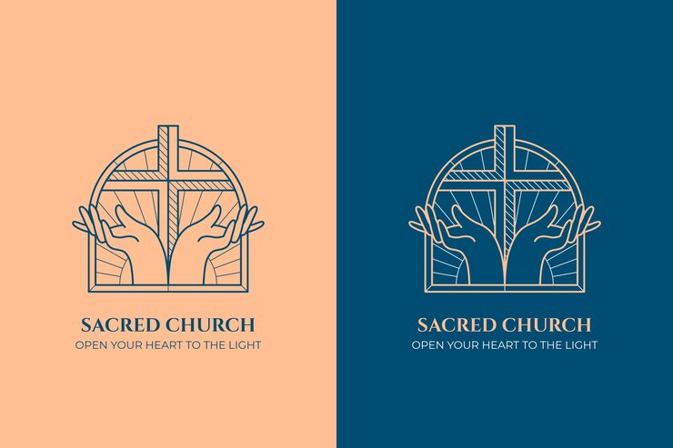 Vetor grátis modelo de logotipo de igreja desenhado à mão