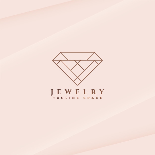Vetor grátis modelo de logotipo de joias de estilo de linha com design minimalista de ícone de diamante
