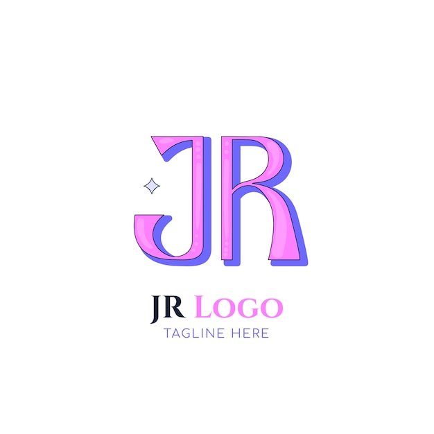 Vetor grátis modelo de logotipo de jr desenhado à mão