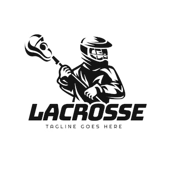 Modelo de logotipo de lacrosse de design plano