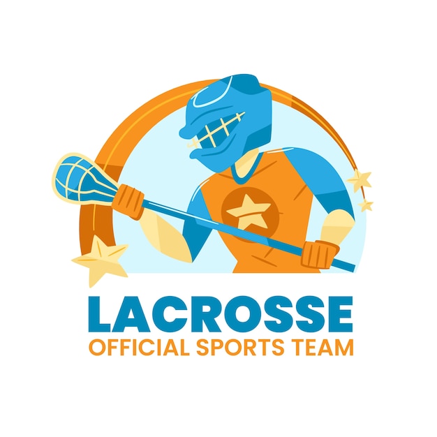 Vetor grátis modelo de logotipo de lacrosse desenhado à mão