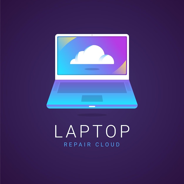 Modelo de logotipo de laptop gradiente