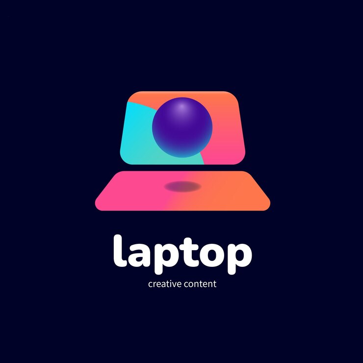Vetor grátis modelo de logotipo de laptop gradiente