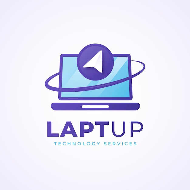 Modelo de logotipo de laptop gradiente