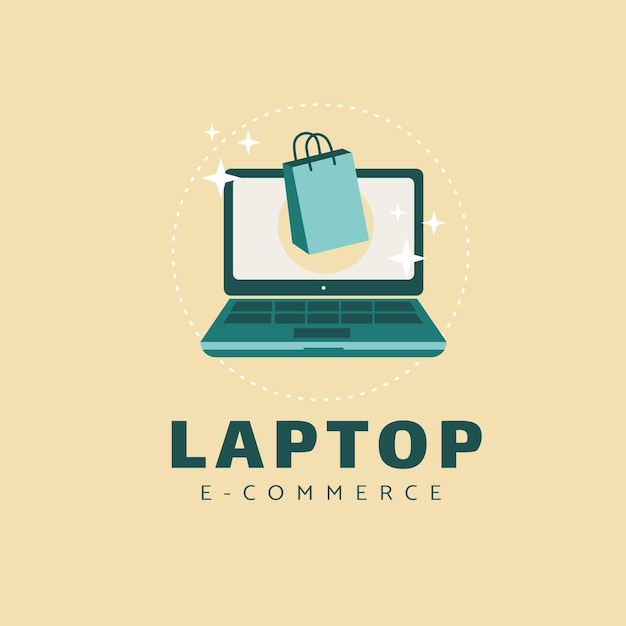 Modelo de logotipo de laptop plano criativo