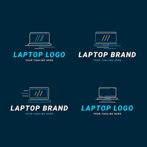 Vetor grátis modelo de logotipo de laptop plano linear
