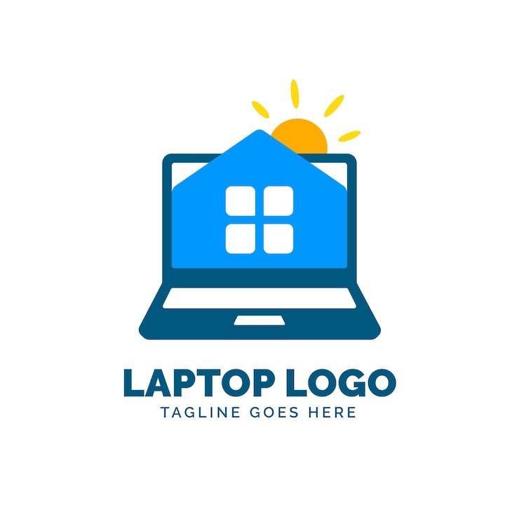 Vetor grátis modelo de logotipo de laptop plano