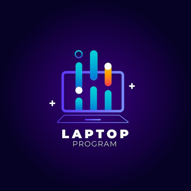 Vetor grátis modelo de logotipo de laptop plano