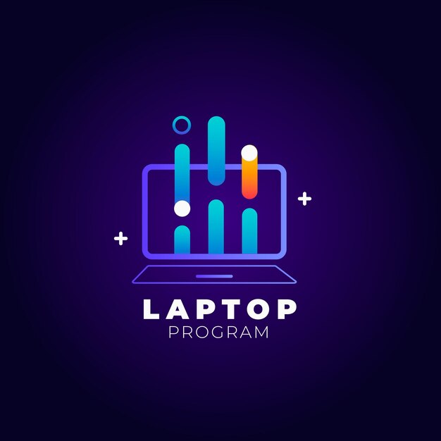 Modelo de logotipo de laptop plano