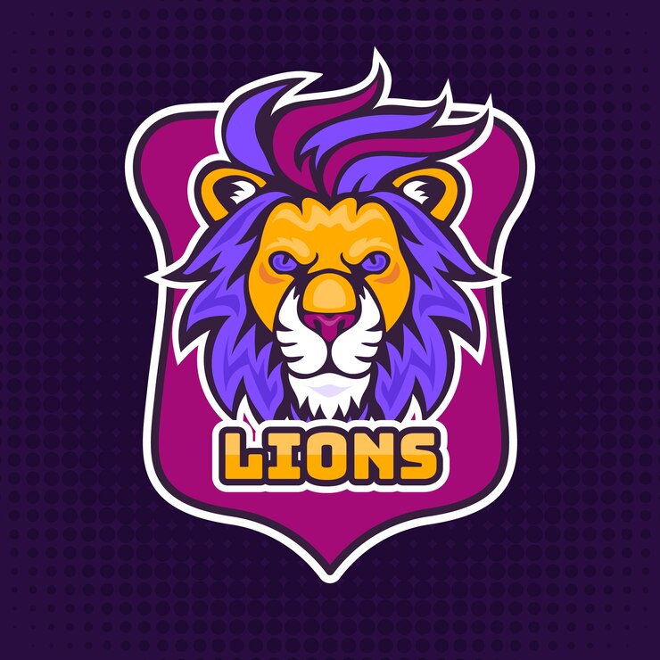 Vetor grátis modelo de logotipo de leão esport desenhado à mão