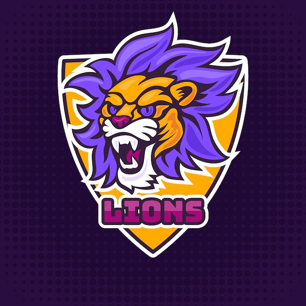 Vetor grátis modelo de logotipo de leão esport desenhado à mão