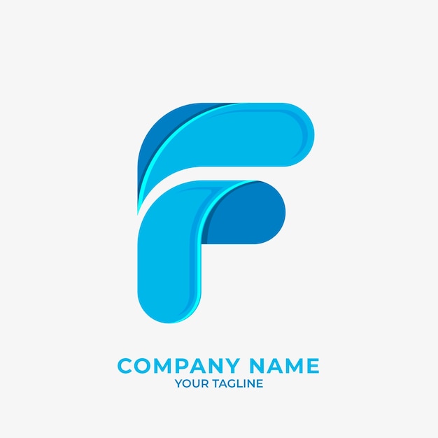 Modelo de logotipo de letra f de design plano