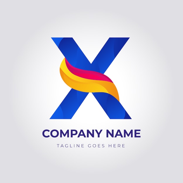 Modelo de logotipo de letra x gradiente