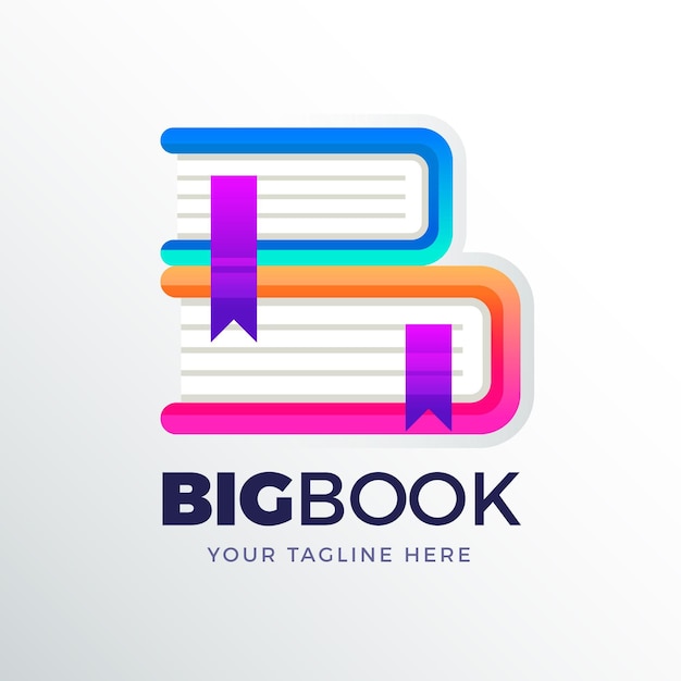 Modelo de logotipo de livro gradiente criativo