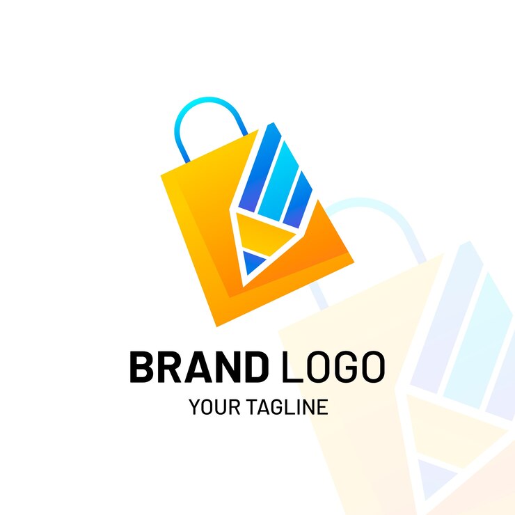 Vetor grátis modelo de logotipo de loja de papelaria gradiente