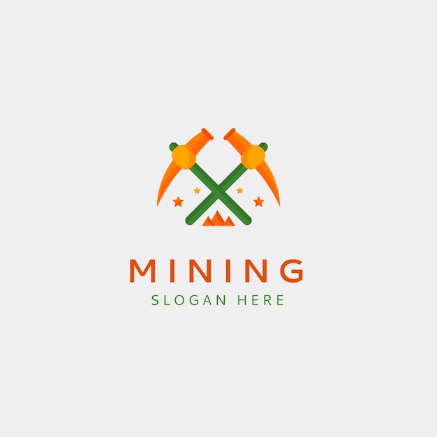 Modelo de logotipo de mineração de design plano