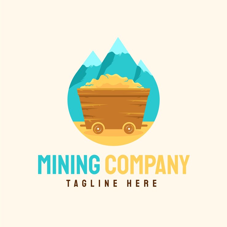 Vetor grátis modelo de logotipo de mineração desenhado à mão