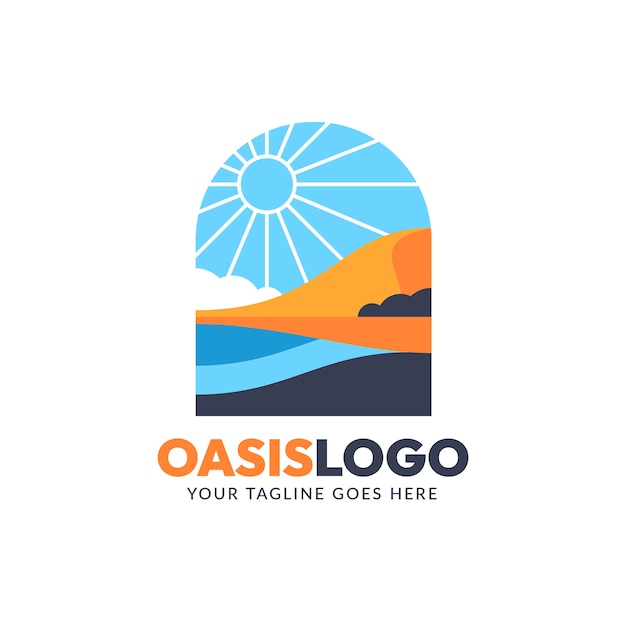 Modelo de logotipo de oásis de design plano