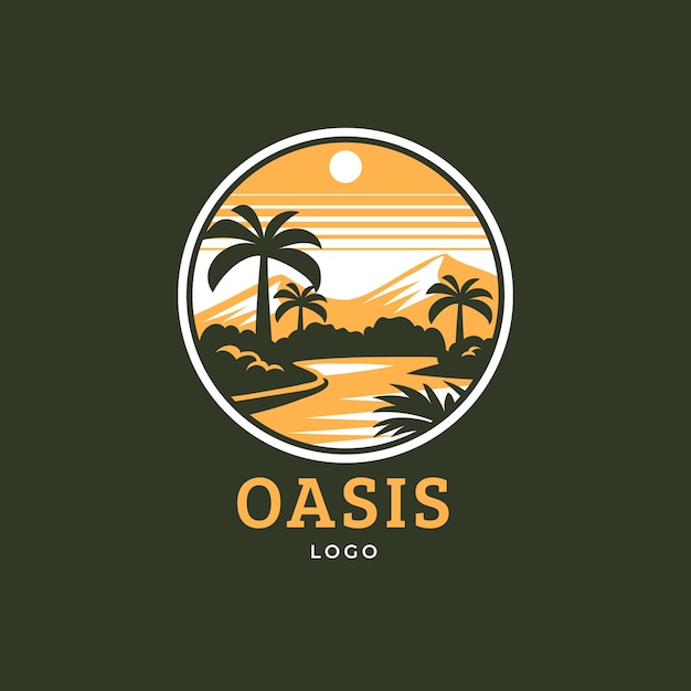 Modelo de logotipo de oásis desenhado à mão