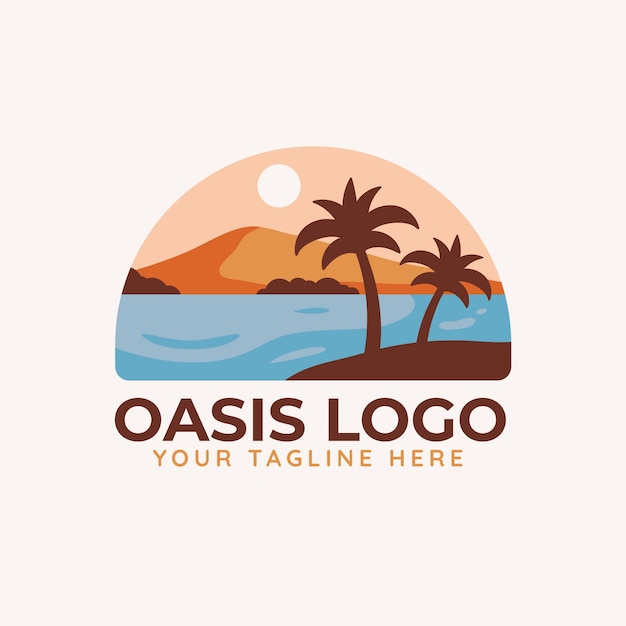 Vetor grátis modelo de logotipo de oásis desenhado à mão