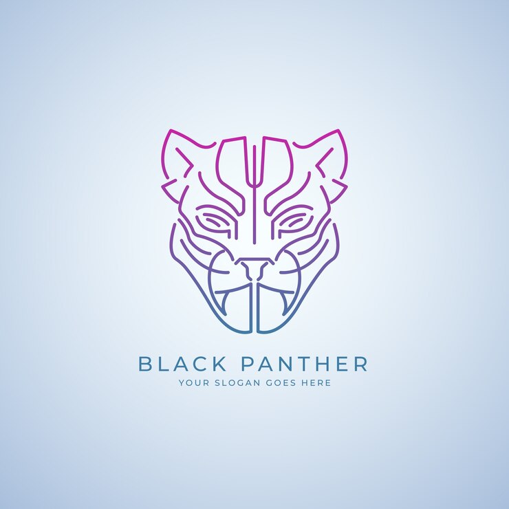 Vetor grátis modelo de logotipo de pantera preta em gradiente