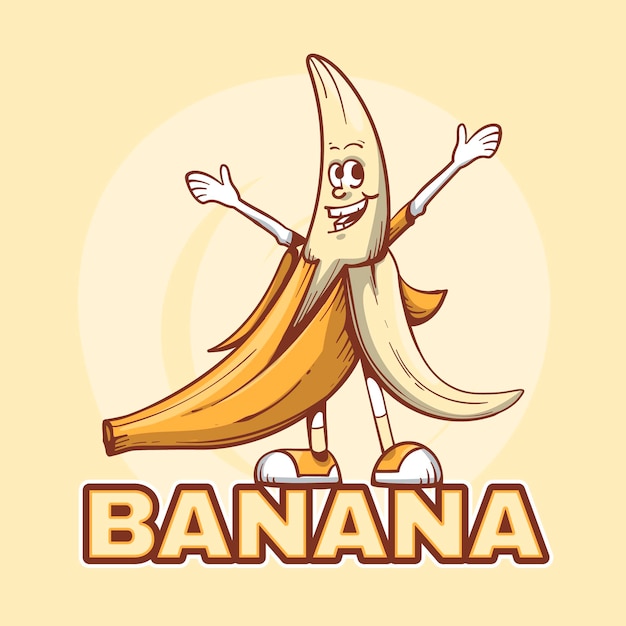 Vetor grátis modelo de logotipo de personagem de banana