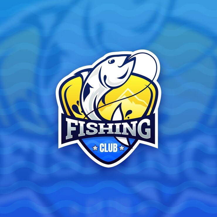 Vetor grátis modelo de logotipo de pesca gradiente