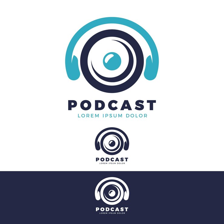 Vetor grátis modelo de logotipo de podcast detalhado