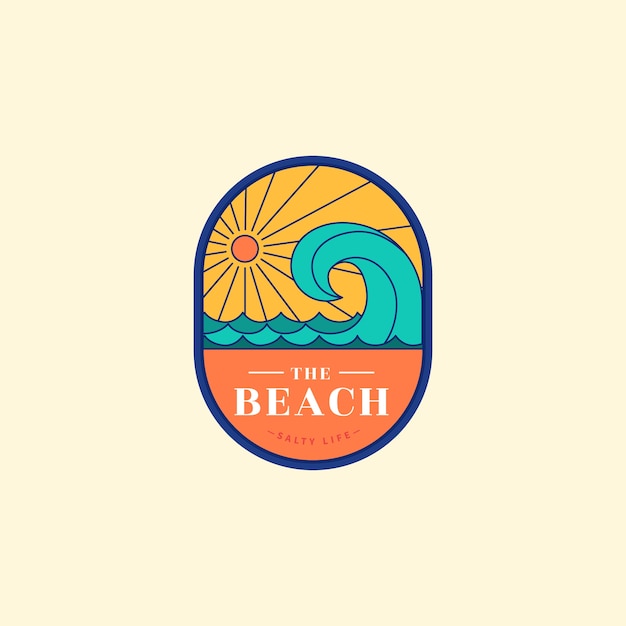 Modelo de logotipo de praia desenhado à mão