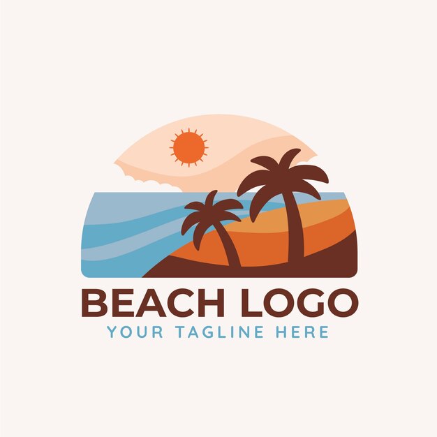 Modelo de logotipo de praia desenhado à mão