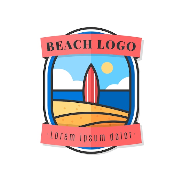 Modelo de logotipo de praia desenhado à mão