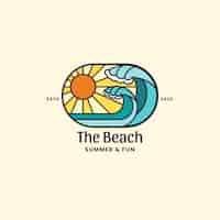Vetor grátis modelo de logotipo de praia desenhado à mão