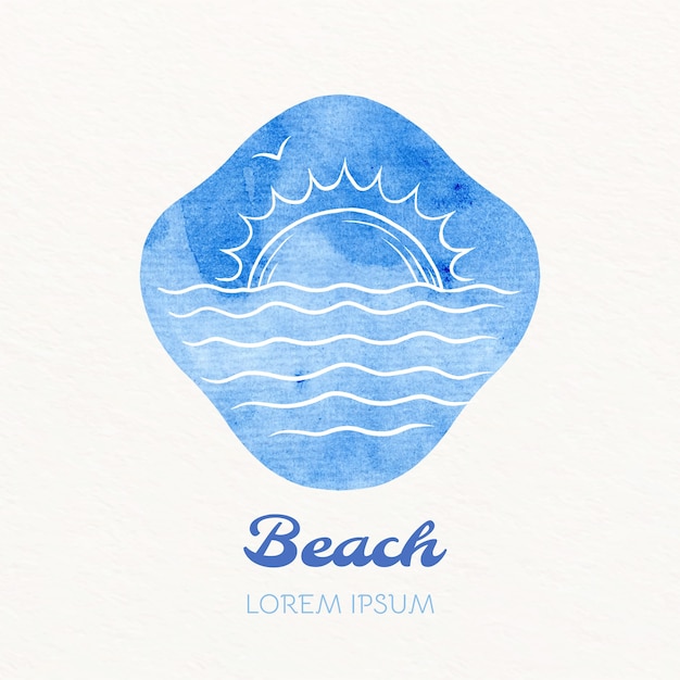 Modelo de logotipo de praia em aquarela