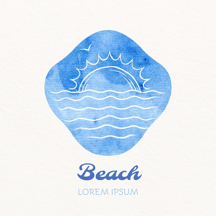Vetor grátis modelo de logotipo de praia em aquarela