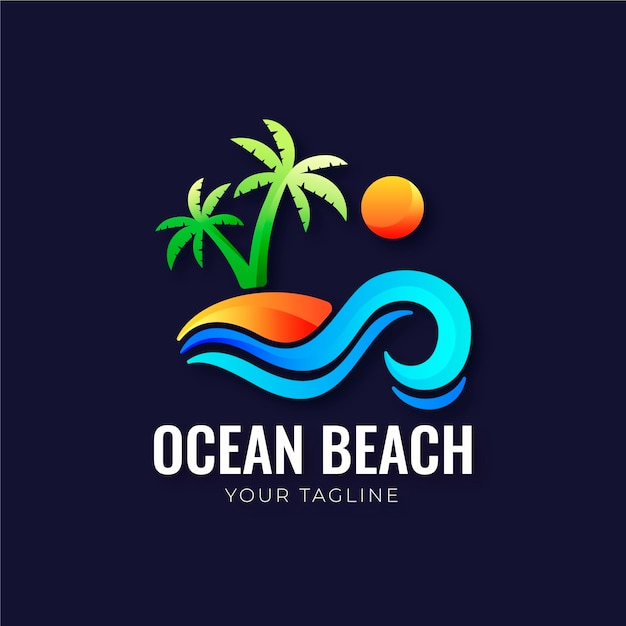 Modelo de logotipo de praia gradiente