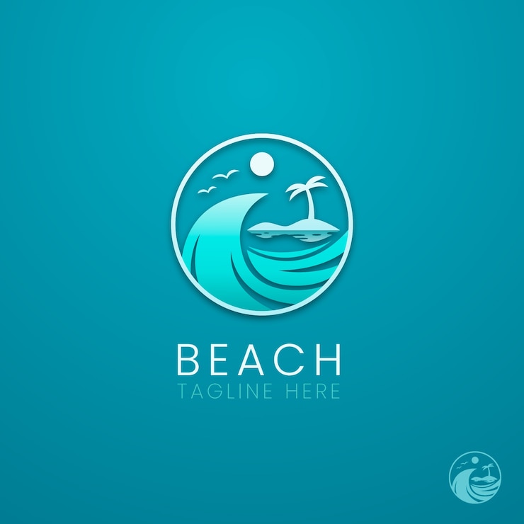 Vetor grátis modelo de logotipo de praia gradiente