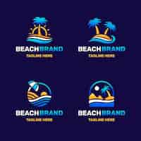 Vetor grátis modelo de logotipo de praia gradiente