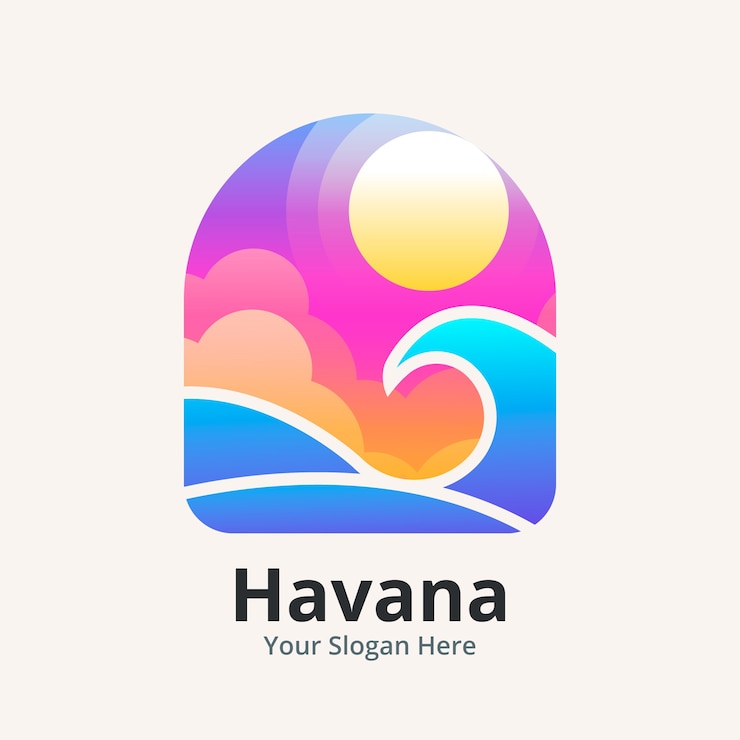 Vetor grátis modelo de logotipo de praia gradiente