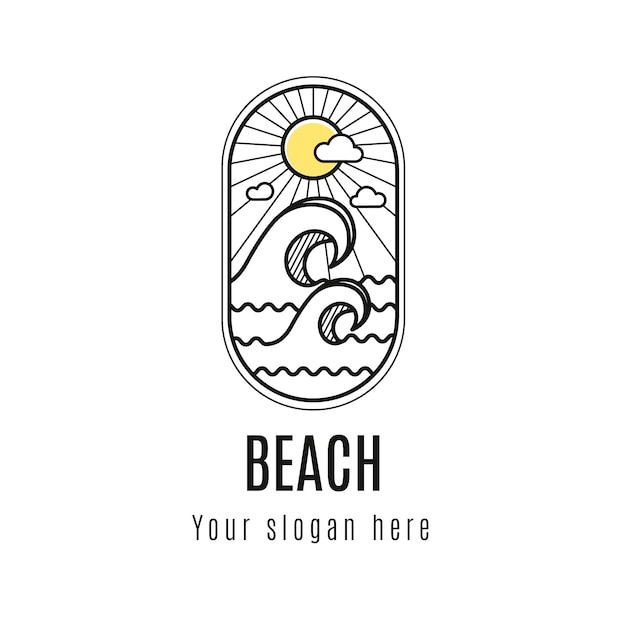 Vetor grátis modelo de logotipo de praia plana