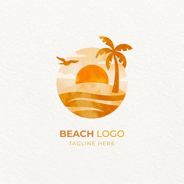 Vetor grátis modelo de logotipo de praia