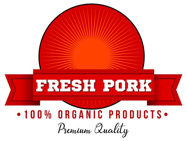 Modelo de logotipo de produto orgânico de carne de porco fresca