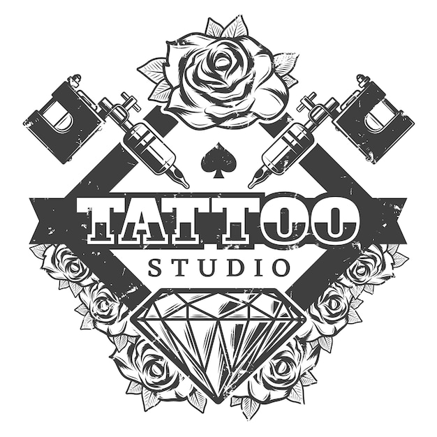 Vetor grátis modelo de logotipo de salão de tatuagem vintage